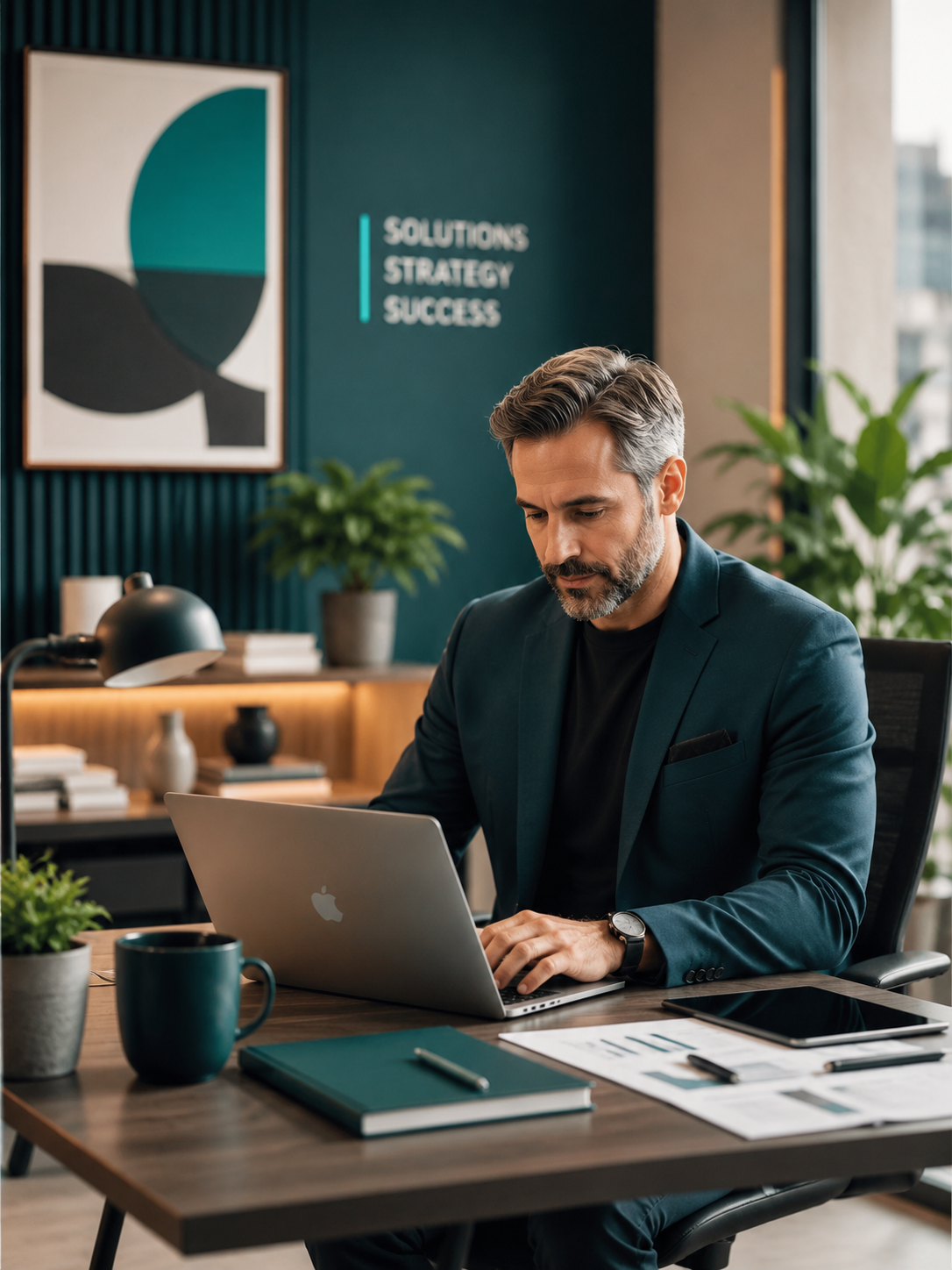 Founder working at a desk